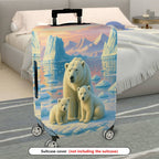 1-Piece Arctic Polar Bear Family Scenic Sunset Iceberg Wilderness  Suitcase Luggage Cover, Stretch Protective Sleeve