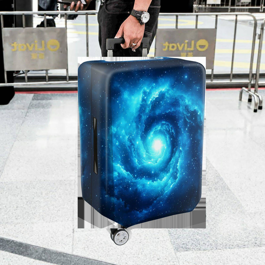 1-Piece Galaxy Nebula Blue Cosmic Star Spiral  Suitcase Luggage Cover, Stretch Protective Sleeve