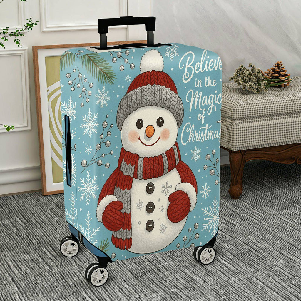 1-Piece Snowman Christmas Winter Holiday Festive Cheer  Suitcase Luggage Cover, Stretch Protective Sleeve