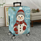 1-Piece Snowman Christmas Winter Holiday Festive Cheer  Suitcase Luggage Cover, Stretch Protective Sleeve