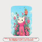1-Piece Floral Cute Pink Cat  Suitcase Luggage Cover, Stretch Protective Sleeve