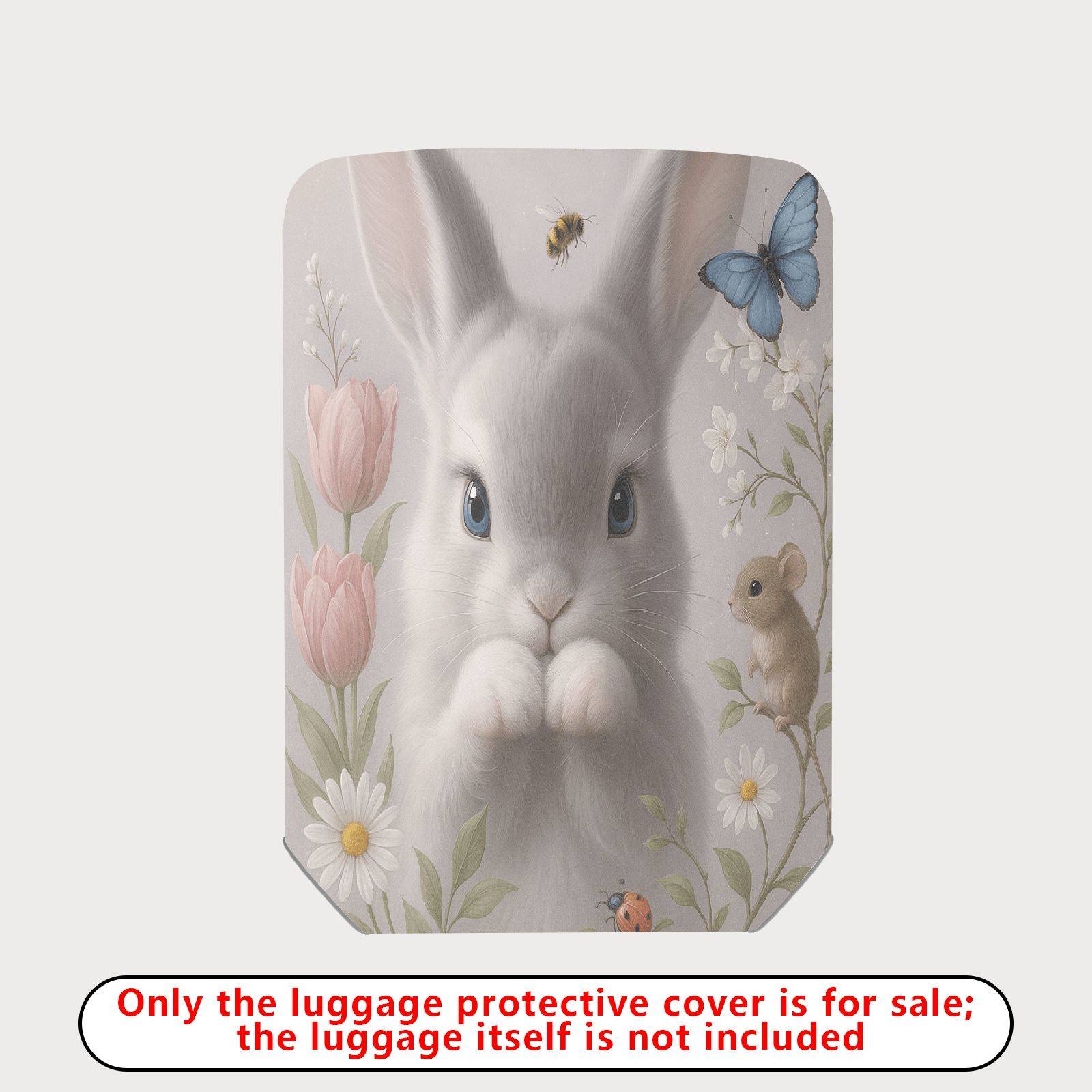 1-Piece Rabbit Floral Nature Butterfly Animal Cute  Suitcase Luggage Cover, Stretch Protective Sleeve