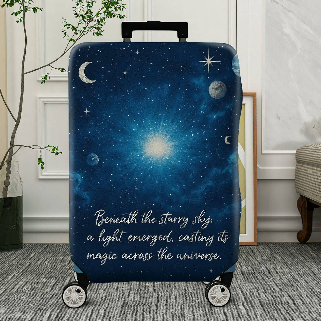 1-Piece Starry Night Cosmic Universe Galaxy Celestial Moon  Suitcase Luggage Cover, Stretch Protective Sleeve