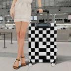 1-Piece Checkered Black White Geometric Modern Stylish  Suitcase Luggage Cover, Stretch Protective Sleeve