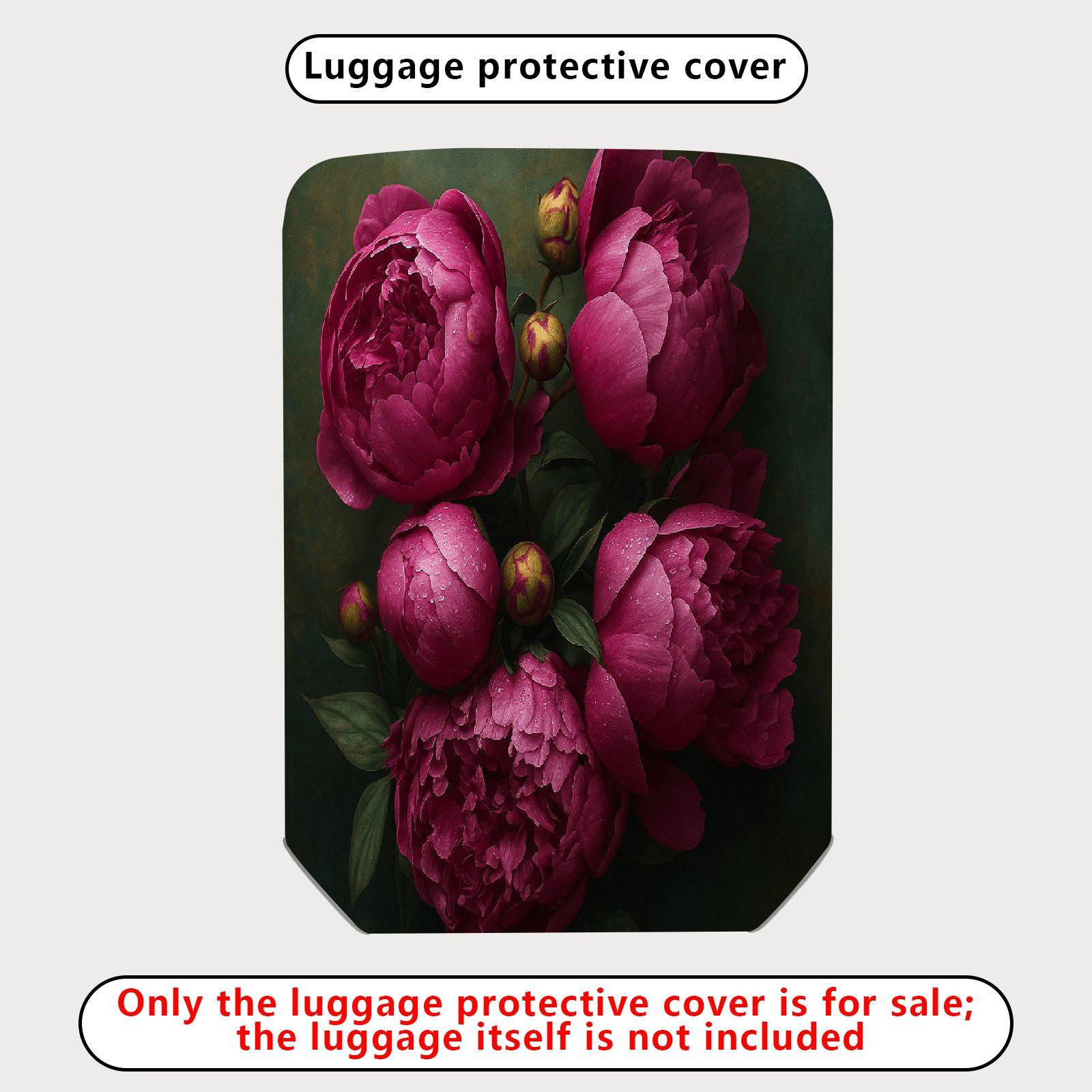 1-Piece Peony Floral Vintage Artistic Elegant Colorful  Suitcase Luggage Cover, Stretch Protective Sleeve