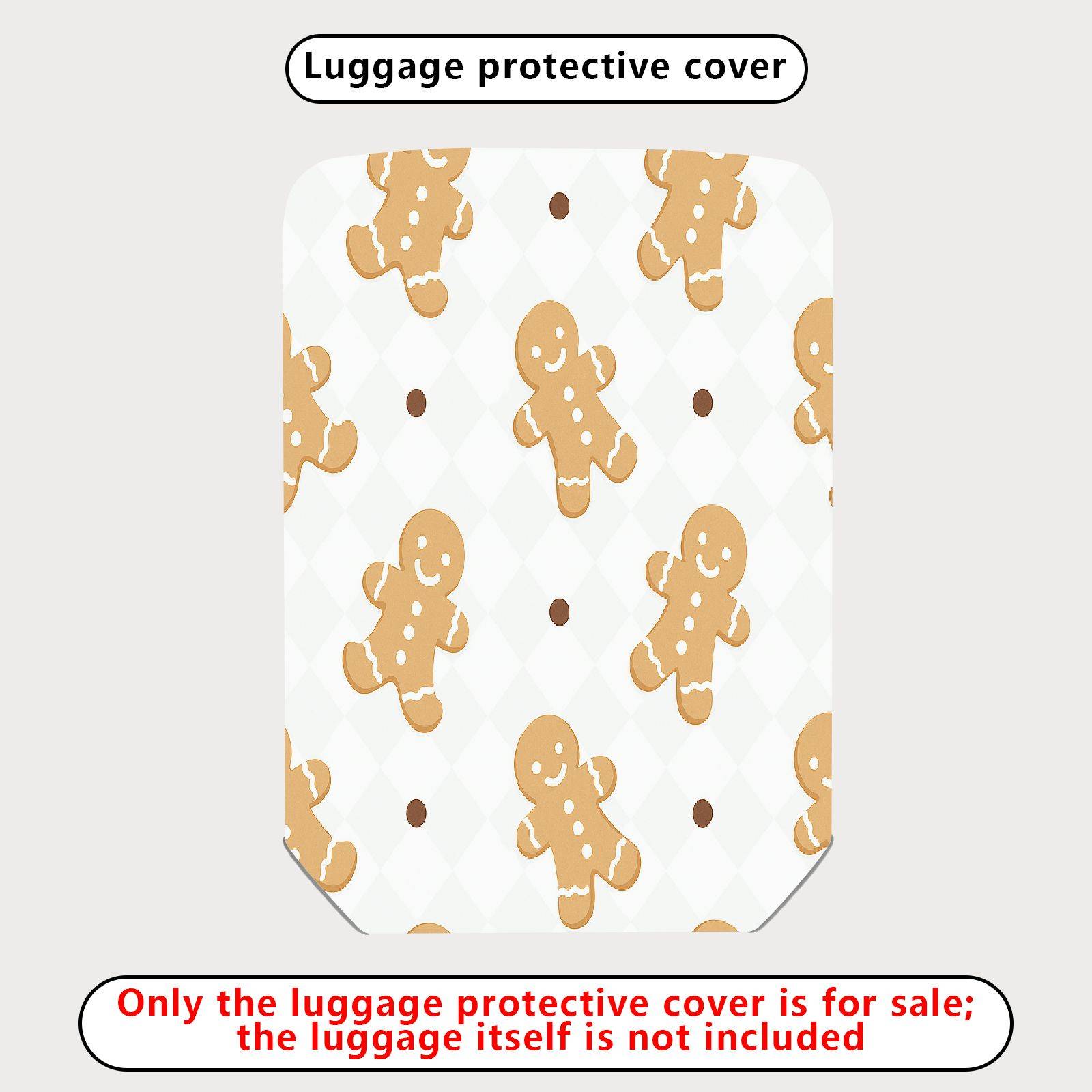 1-Piece Gingerbread Man Holiday Christmas Winter Festive  Suitcase Luggage Cover, Stretch Protective Sleeve