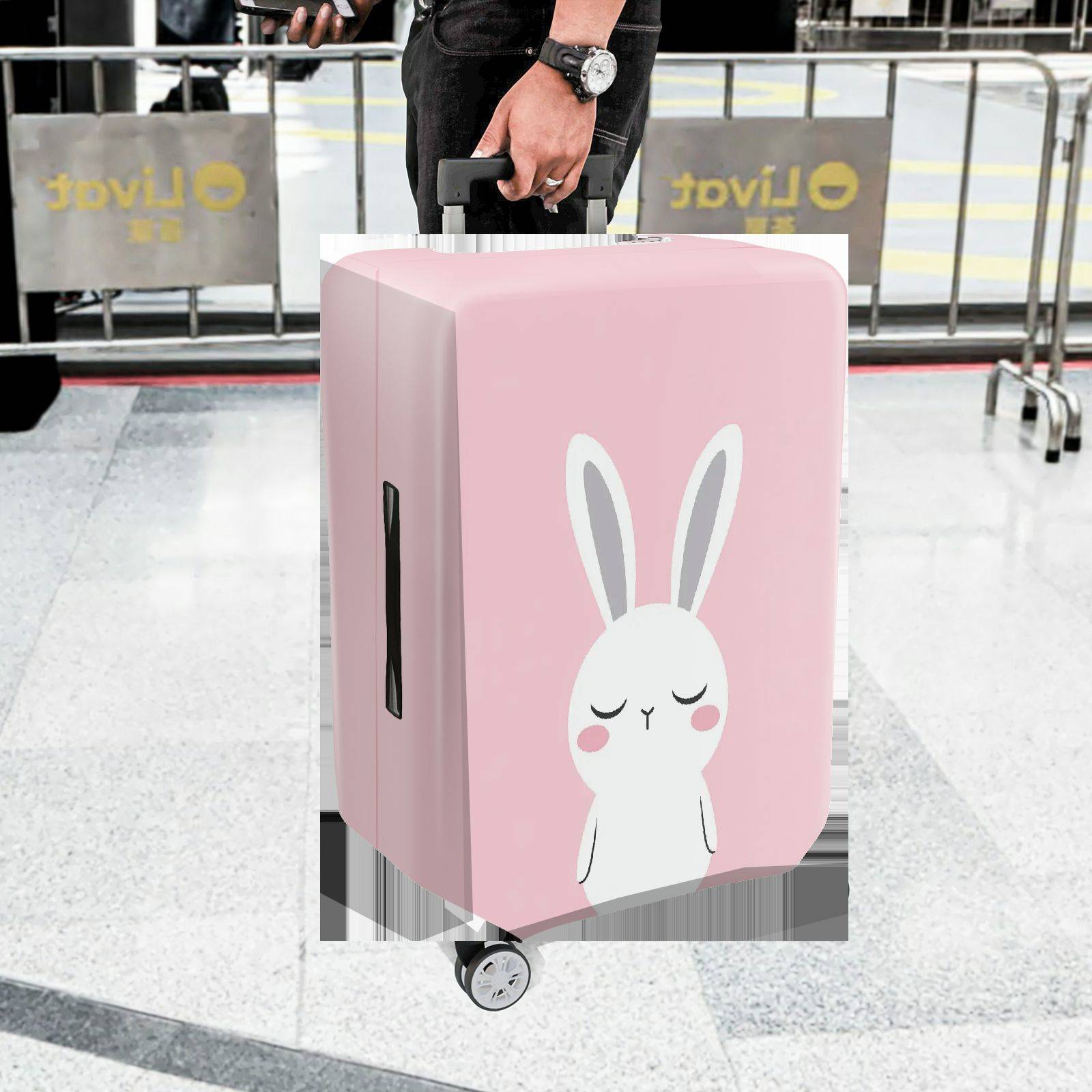 1-Piece Pink Cute Bunny  Animal Travel  Suitcase Luggage Cover, Stretch Protective Sleeve