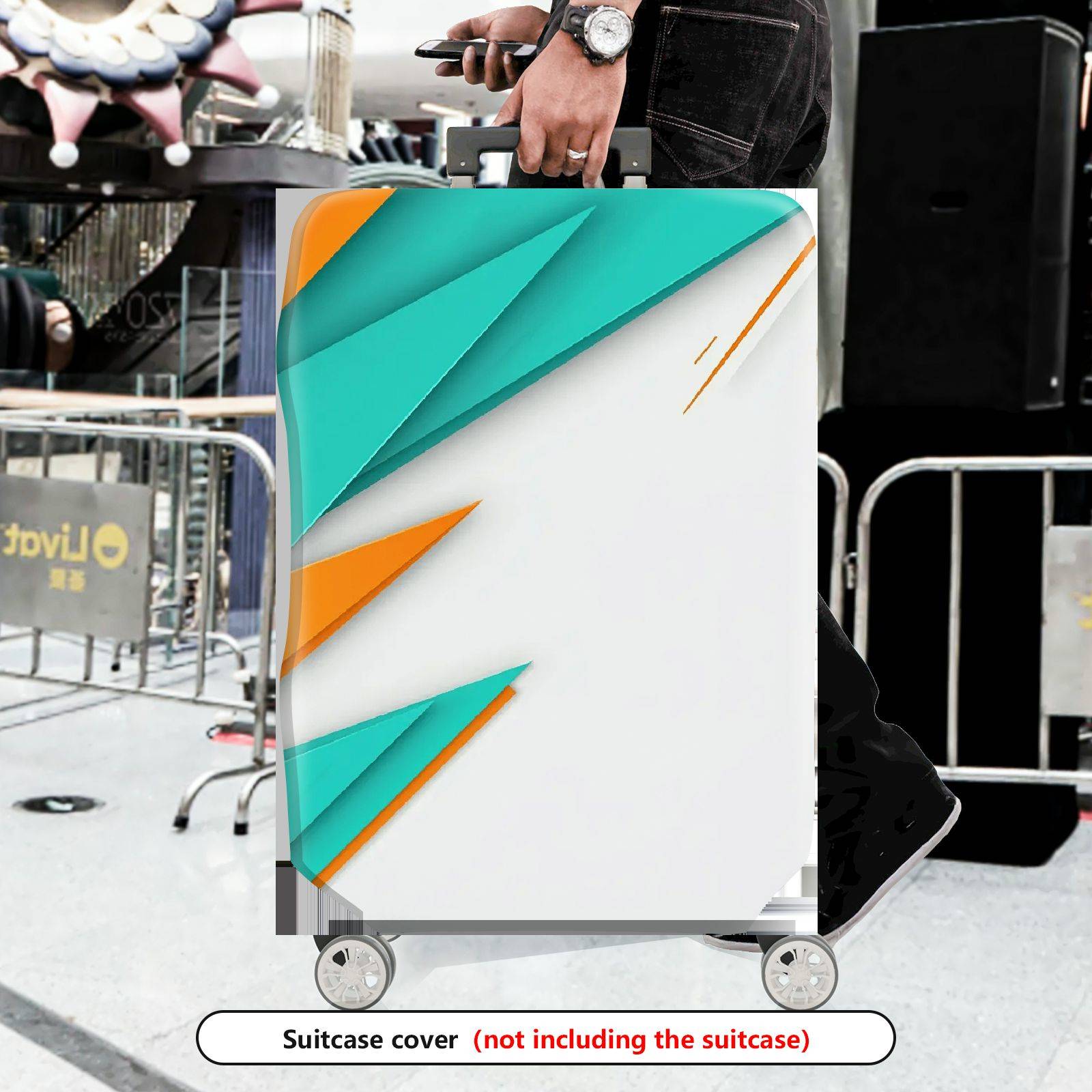 1-Piece Abstract Geometric Modern Colorful Artistic Stylish  Suitcase Luggage Cover, Stretch Protective Sleeve