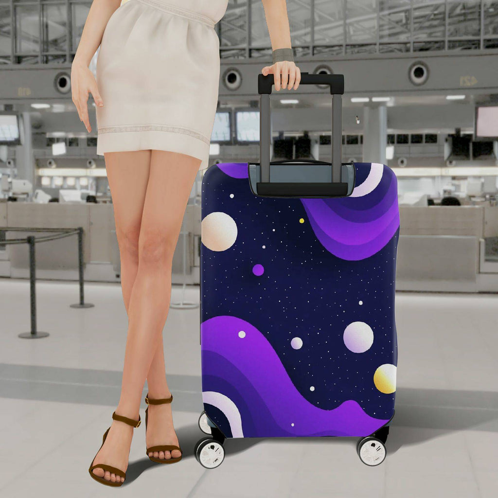 1-Piece Night Sky Galaxy Cosmic Stars Planets Abstract  Suitcase Luggage Cover, Stretch Protective Sleeve