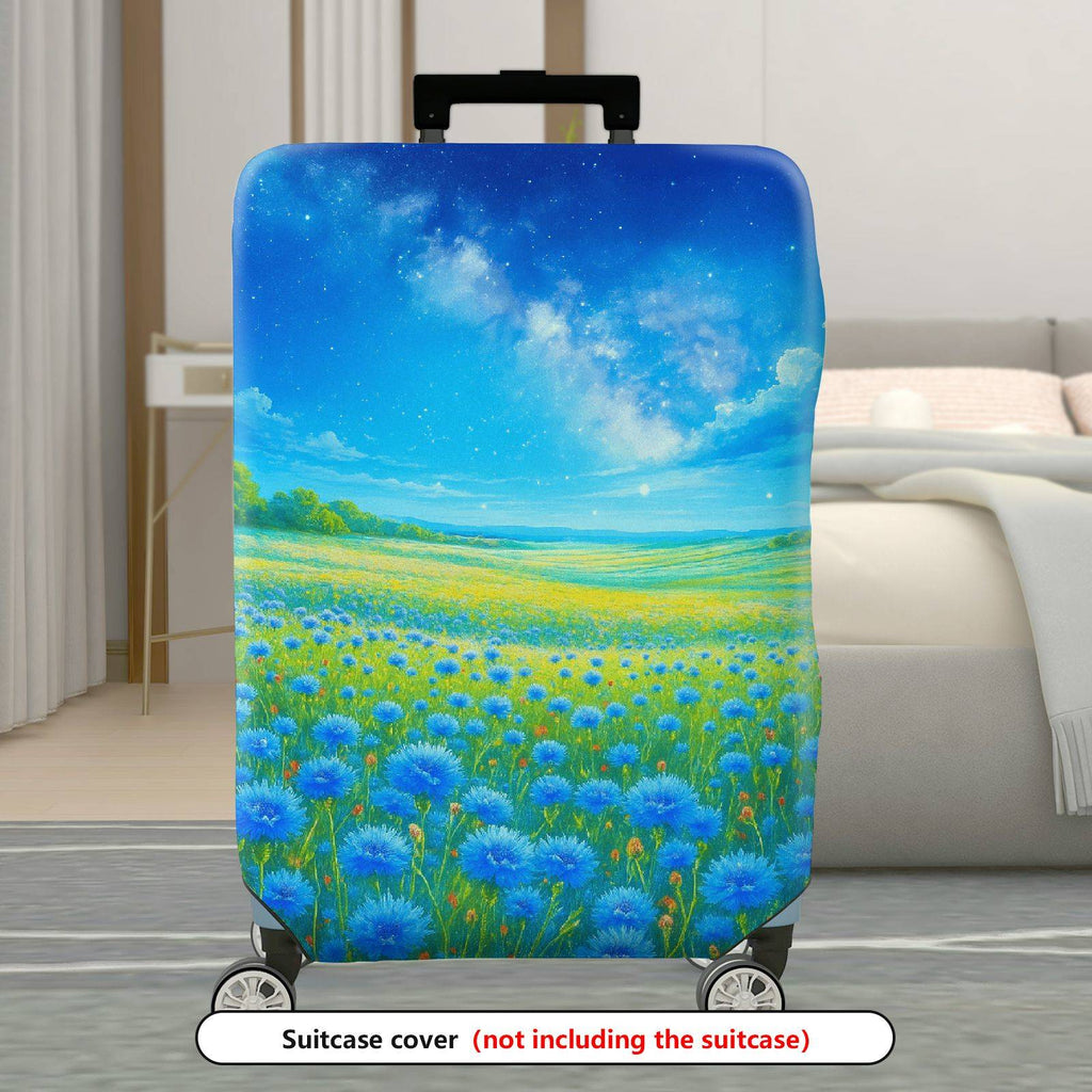 1-Piece Starry Sky Field Meadow Nature Landscape Cosmic  Suitcase Luggage Cover, Stretch Protective Sleeve