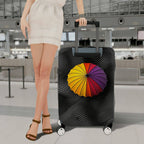 1-Piece Abstract Colorful Umbrella Black Swirl Artistic  Suitcase Luggage Cover, Stretch Protective Sleeve