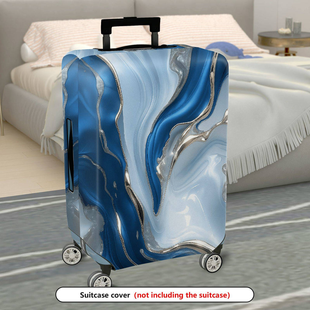 1-Piece Abstract Blue Marble Swirl Artistic Colorful  Suitcase Luggage Cover, Stretch Protective Sleeve