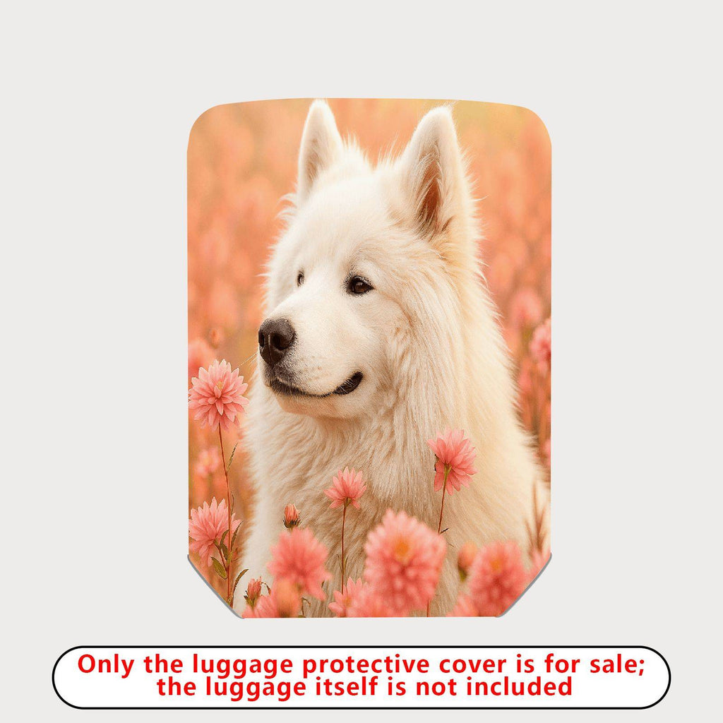1-Piece Floral Dog Nature Pink Cute Animal  Suitcase Luggage Cover, Stretch Protective Sleeve
