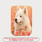 1-Piece Floral Dog Nature Pink Cute Animal  Suitcase Luggage Cover, Stretch Protective Sleeve