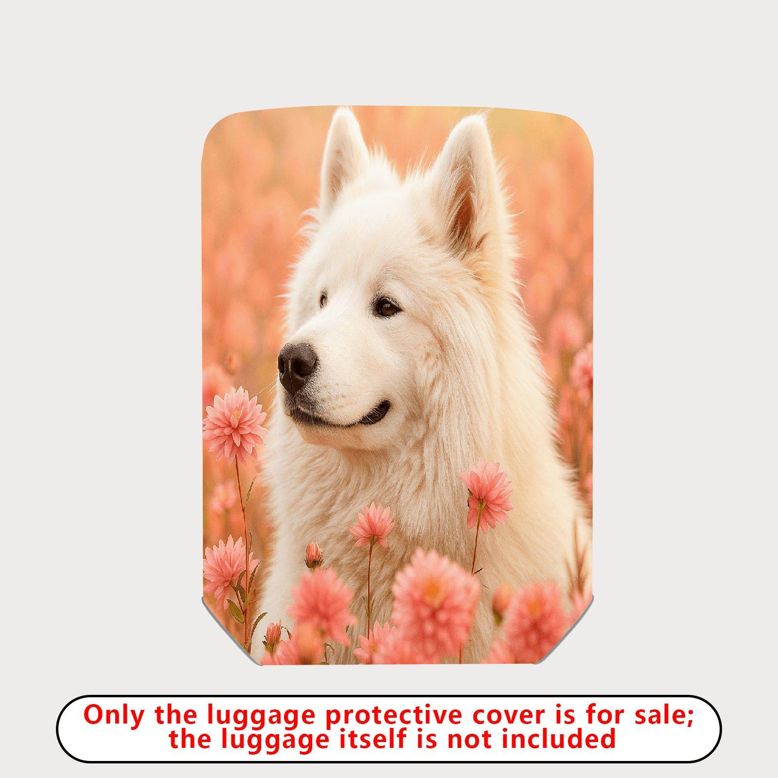 1-Piece Floral Dog Nature Pink Cute Animal  Suitcase Luggage Cover, Stretch Protective Sleeve