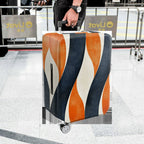 1-Piece Abstract Orange Blue Wave Pattern Stripes Artistic Modern  Suitcase Luggage Cover, Stretch Protective Sleeve