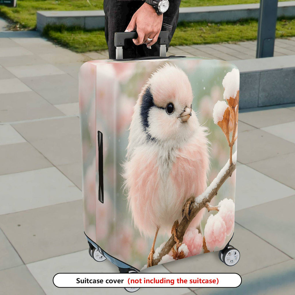 1-Piece Cute Bird Pink Floral Spring Winter Nature  Suitcase Luggage Cover, Stretch Protective Sleeve