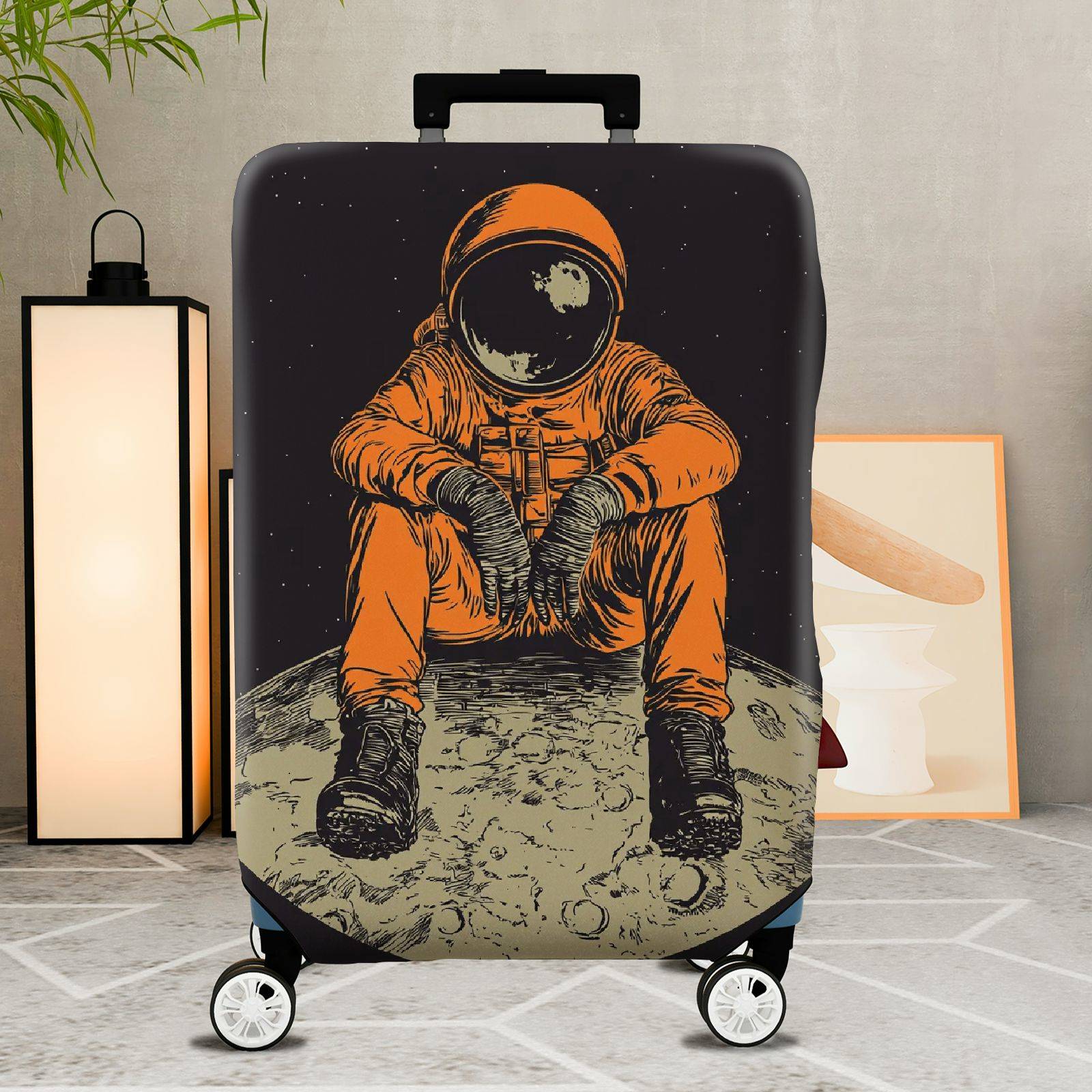 1-Piece Astronaut Moon Space Universe Traveler  Suitcase Luggage Cover, Stretch Protective Sleeve