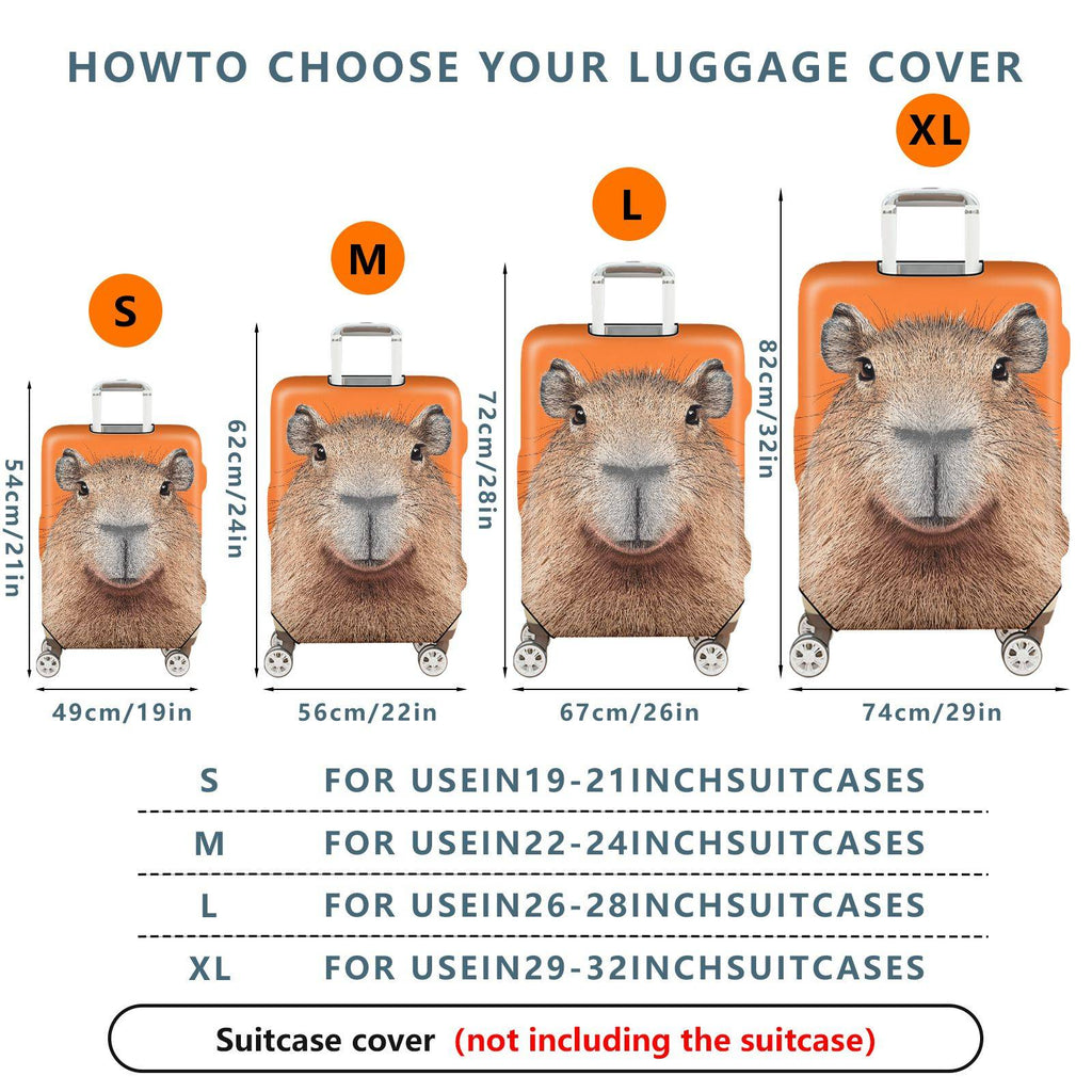 1-Piece Orange Capybara Animal Fun Quirky Cute  Suitcase Luggage Cover, Stretch Protective Sleeve