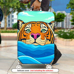 1-Piece Tiger Ocean Waves Sky Clouds Artistic  Suitcase Luggage Cover, Stretch Protective Sleeve
