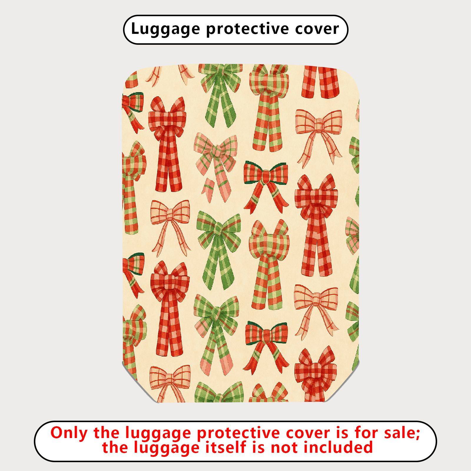 1-Piece Plaid Bow Knot Pattern Ribbon Checkered Holiday Chic  Suitcase Luggage Cover, Stretch Protective Sleeve