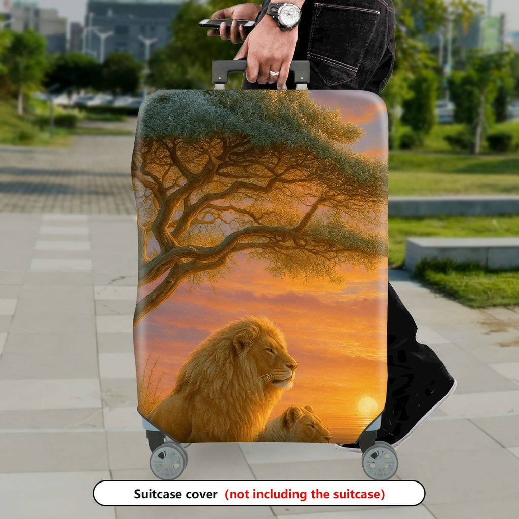 1-Piece Sunset Lion Tree Landscape Wildlife  Suitcase Luggage Cover, Stretch Protective Sleeve