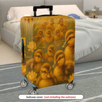 1-Piece Cute Duckling Pond Nature Floral Yellow  Suitcase Luggage Cover, Stretch Protective Sleeve