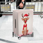 1-Piece Reindeer Santa Hat Red Nose Christmas Holiday Travel  Suitcase Luggage Cover, Stretch Protective Sleeve