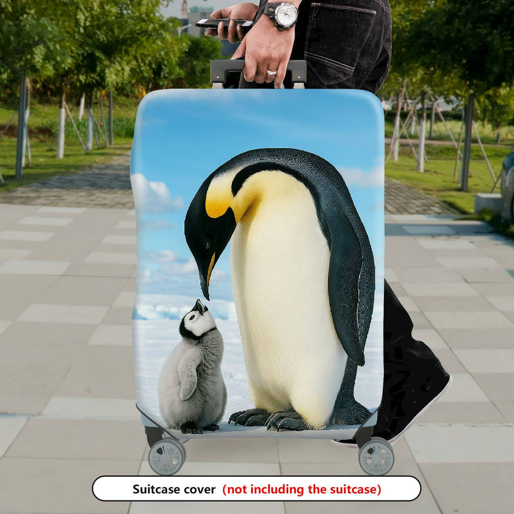 1-Piece Cute Penguin Family Ice Snow Nature Animal  Suitcase Luggage Cover, Stretch Protective Sleeve