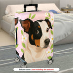 1-Piece Dog Floral Pink Green Cute Artistic  Suitcase Luggage Cover, Stretch Protective Sleeve