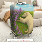 1-Piece Polar Bear Floral Meadow Sky Nature Animal  Suitcase Luggage Cover, Stretch Protective Sleeve