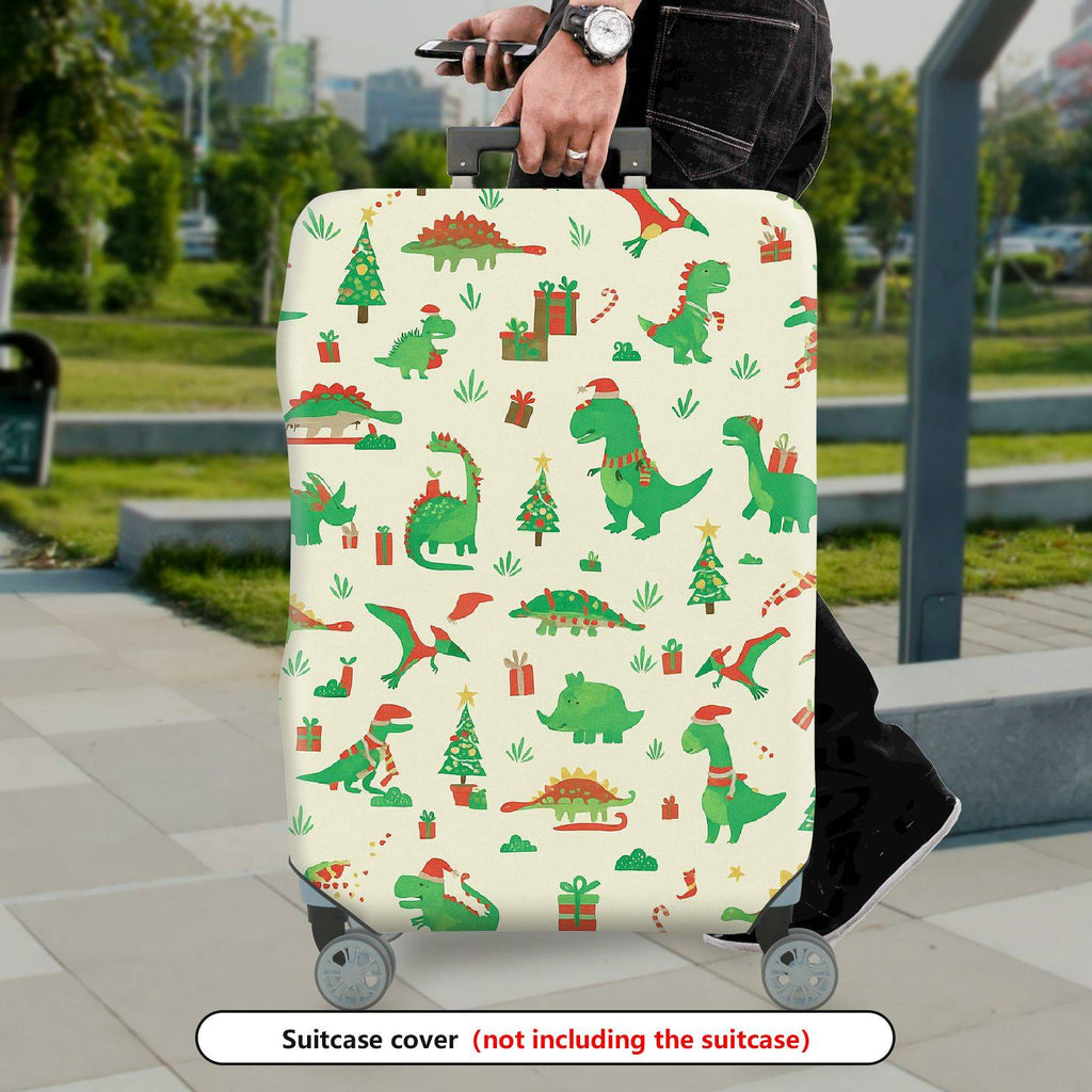 1-Piece Christmas Dinosaur Gift Tree Holiday Snow  Suitcase Luggage Cover, Stretch Protective Sleeve