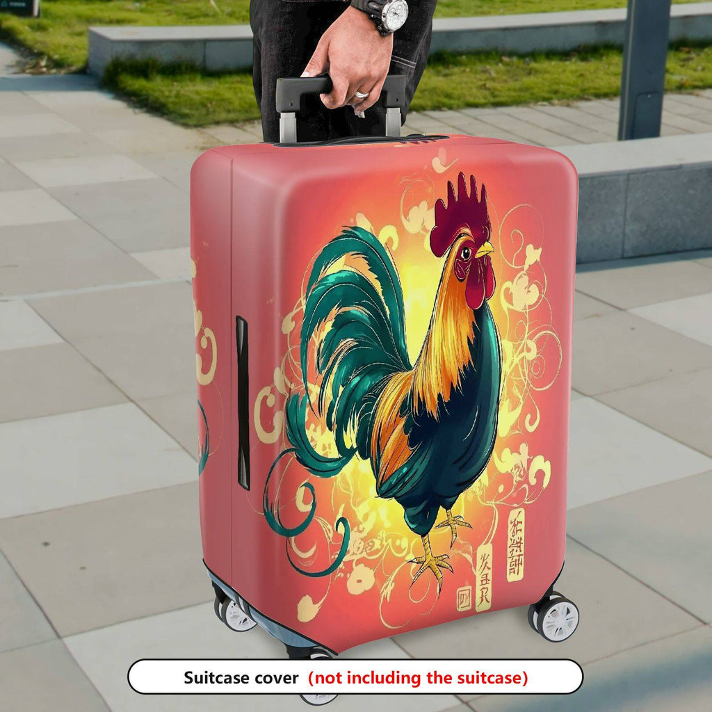 1-Piece Rooster Vibrant Colorful Artistic Bright Energetic  Suitcase Luggage Cover, Stretch Protective Sleeve