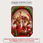 1-Piece Christmas Santa Reindeer Festive Holiday Cheer  Suitcase Luggage Cover, Stretch Protective Sleeve