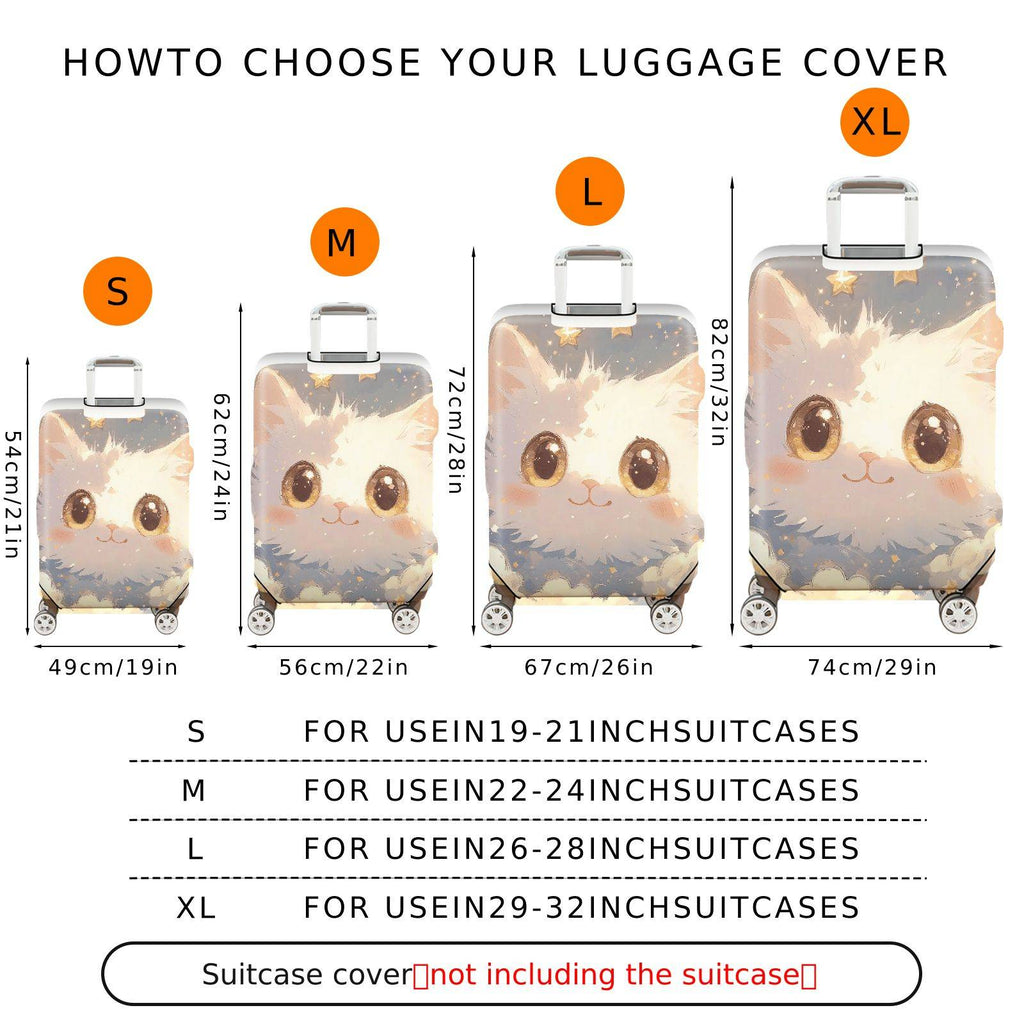 1-Piece Cute Cat Starry Night  Animal Lovely  Suitcase Luggage Cover, Stretch Protective Sleeve