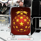 1-Piece Gold Star Ornament Christmas Bow Festive Holiday  Suitcase Luggage Cover, Stretch Protective Sleeve