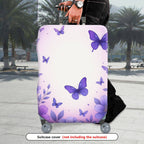 1-Piece Purple Butterfly Floral Pastoral Romantic Elegant  Suitcase Luggage Cover, Stretch Protective Sleeve