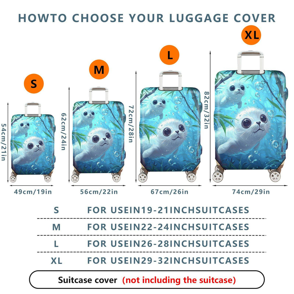 1-Piece Cute  Ocean Animal Water Bubbles Seal  Suitcase Luggage Cover, Stretch Protective Sleeve