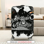 1-Piece Adventure Motorcycle Silhouette Artistic Expression Graffiti Text  Suitcase Luggage Cover, Stretch Protective Sleeve