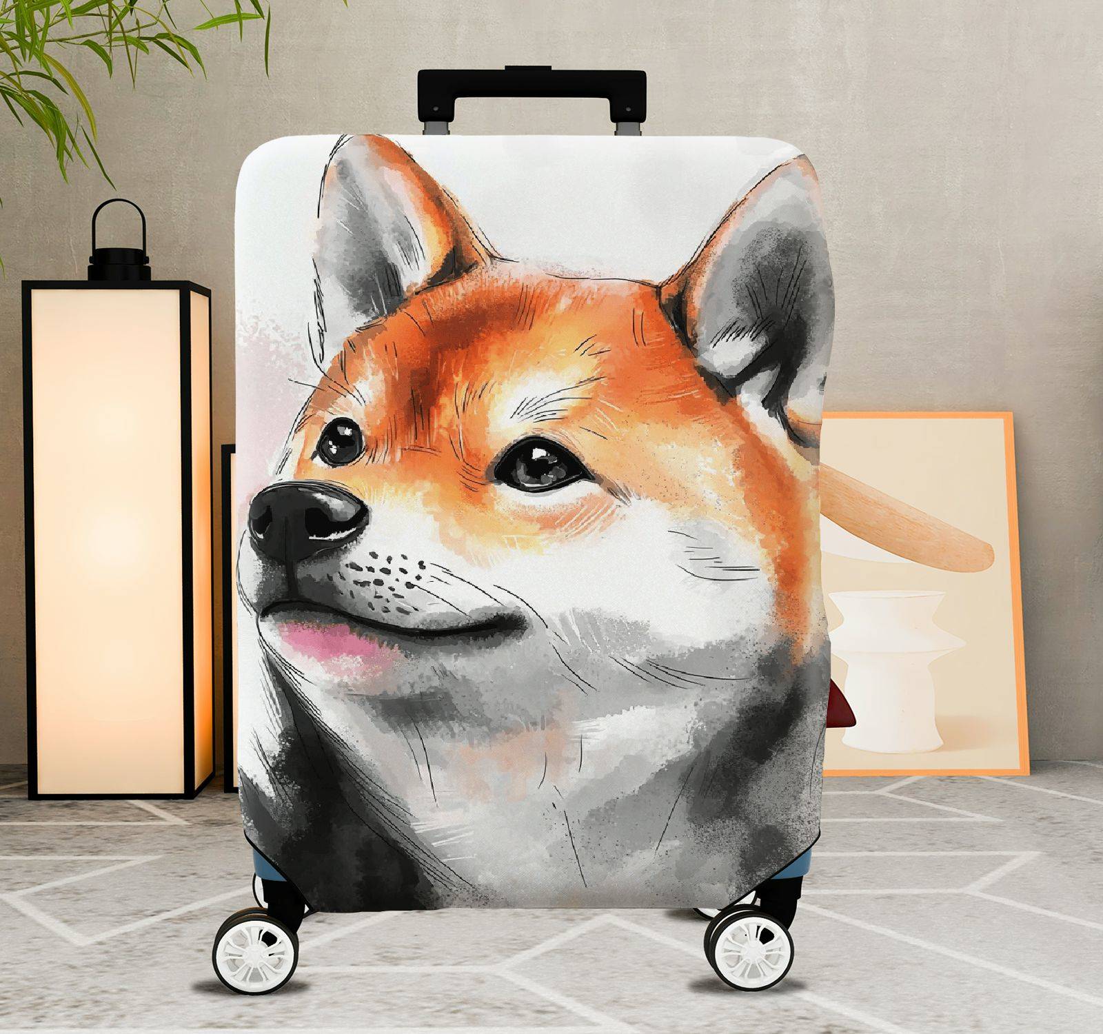1-Piece Animal Art Abstract Creative Fox  Suitcase Luggage Cover, Stretch Protective Sleeve