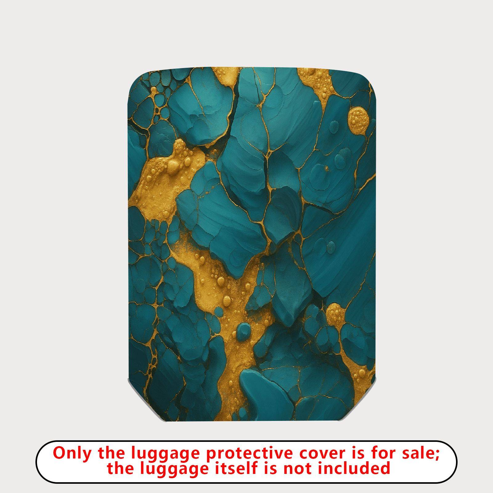 1-Piece Abstract Marble Gold Blue Artistic  Suitcase Luggage Cover, Stretch Protective Sleeve