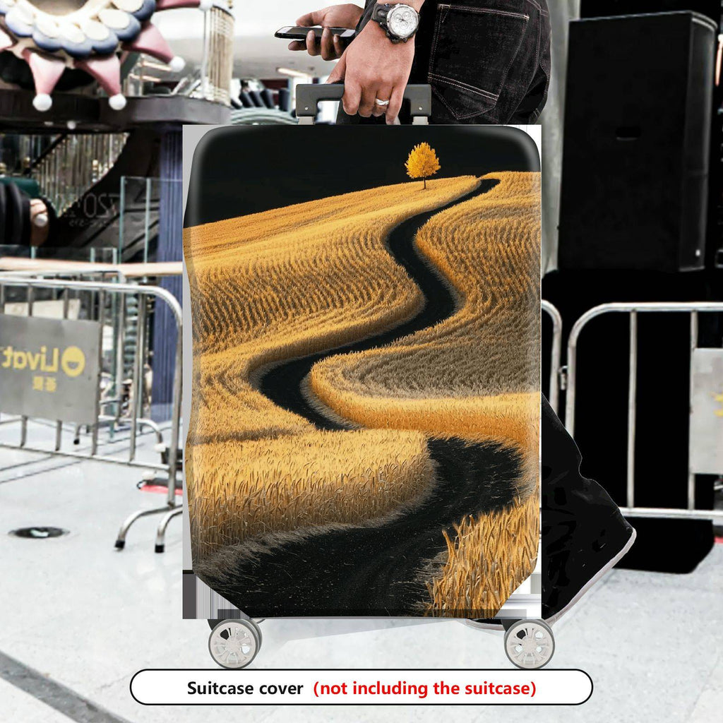 1-Piece Scenic Field Path Autumn Nature Landscape Tree  Suitcase Luggage Cover, Stretch Protective Sleeve