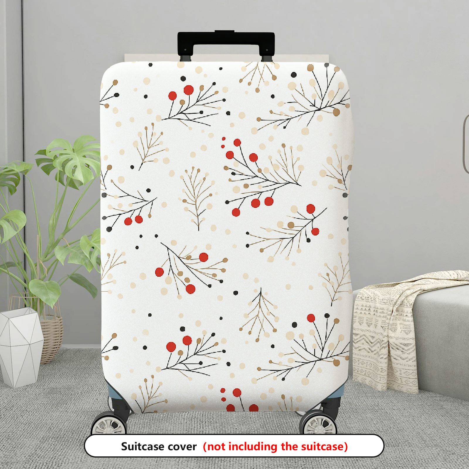 1-Piece Holiday Colorful Festive Pattern Branches  Suitcase Luggage Cover, Stretch Protective Sleeve