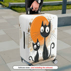 1-Piece Black Cat Abstract Orange Artistic Cute Creative  Suitcase Luggage Cover, Stretch Protective Sleeve