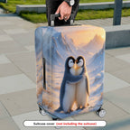 1-Piece Cute Penguin Snow Winter Mountain Romantic  Suitcase Luggage Cover, Stretch Protective Sleeve