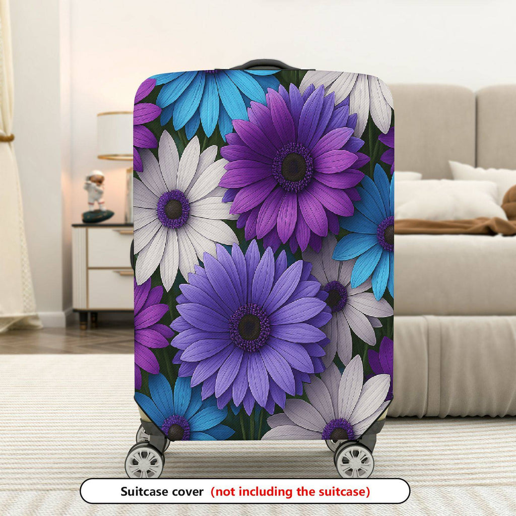 1-Piece Purple Blue White Floral Luggage  Suitcase Luggage Cover, Stretch Protective Sleeve