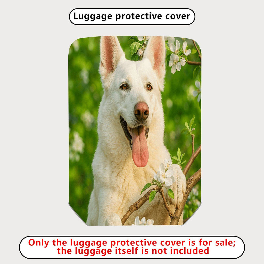 1-Piece Dog Floral Green Nature Spring Blossom  Suitcase Luggage Cover, Stretch Protective Sleeve