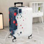 1-Piece Abstract Geometric Red Blue Tech Modern Digital  Suitcase Luggage Cover, Stretch Protective Sleeve