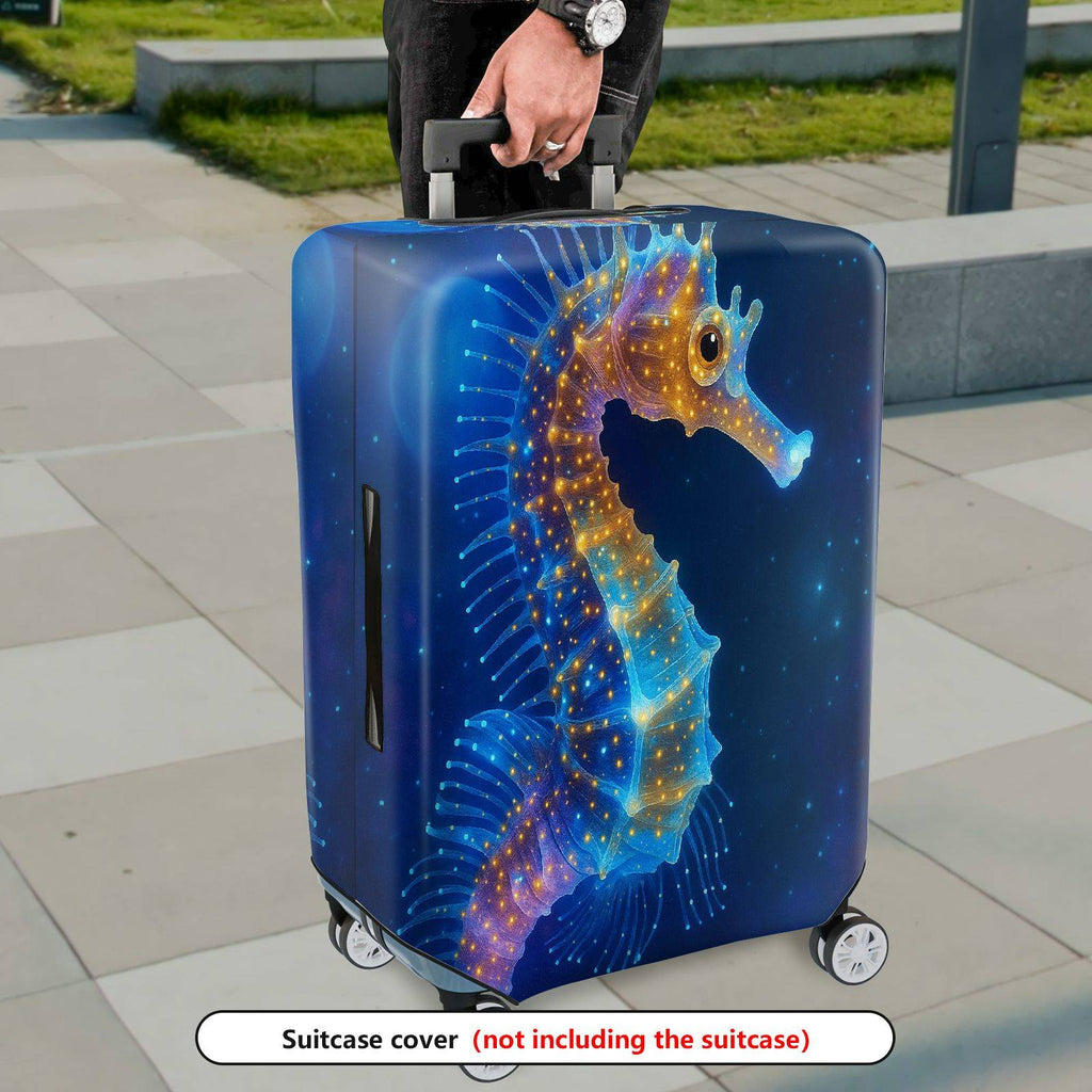 1-Piece Glowing Seahorse Ocean Starry Night Cosmic Artistic Fantasy  Suitcase Luggage Cover, Stretch Protective Sleeve