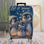 1-Piece Penguin Snow Winter Family  Cute  Suitcase Luggage Cover, Stretch Protective Sleeve